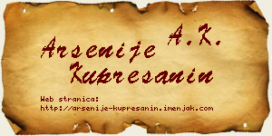 Arsenije Kuprešanin vizit kartica